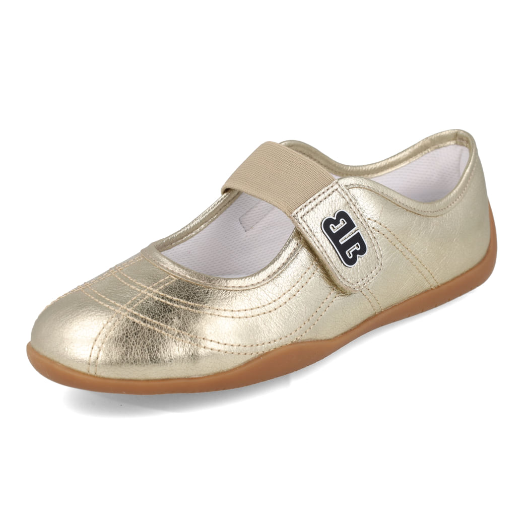 Tênis feminino Bottero couro dourado com interior acolchoado e solado caramelo